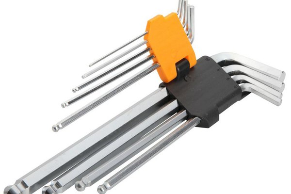 Set de 9 chei hexagonale cu brat extra-lung si varf sferic Cr-V 1,5/2/2,5/3/4/5/6/8/10 mm