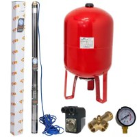 Set Hidrofor 100L vertical cu Pompa Submersibila IBO Dambat 2.5STM24, 0.37 kW, 45 l/min, H Refulare 66 m, cablu 20 m - 1