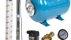 Set Hidrofor 50L cu Pompa Submersibila IBO Dambat 3TI20, 0.55 kW, 50 l/min, H Refulare 82 m, cablu 20 m