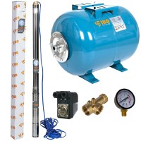 Set Hidrofor 50L cu Pompa Submersibila IBO Dambat 3TI20, 0.55 kW, 50 l/min, H Refulare 82 m, cablu 20 m - 1