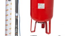 Set Hidrofor 50L vertical cu Pompa Submersibila IBO Dambat 2.5STM24, 0.37 kW, 45 l/min, H Refulare 66 m, cablu 20 m