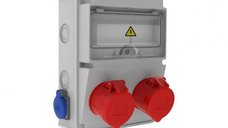 Tablou electric Bemis BD2-2228-2020, aparent, IP44, 210x300x122 mm, ABS, gri, 2 prize 4/32A 380V, 2 prize 1/16A 220V, IP44