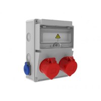 Tablou electric Bemis BD2-2228-2020, aparent, IP44, 210x300x122 mm, ABS, gri, 2 prize 4/32A 380V, 2 prize 1/16A 220V, IP44 - 1