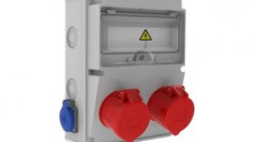 Tablou electric Bemis BD2-2228-2020, aparent, IP44, 210x300x122 mm, ABS, gri, 2 prize 4/32A 380V, 2 prize 1/16A 220V, IP44