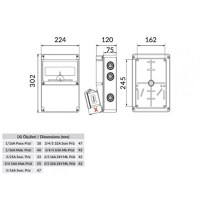 Tablou electric Bemis BD2-2228-2020, aparent, IP44, 210x300x122 mm, ABS, gri, 2 prize 4/32A 380V, 2 prize 1/16A 220V, IP44 - 2