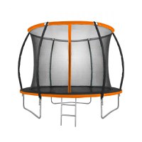 Trambulina pentru copii Mirpol, diametru 305cm, cu plasa exterioara si scara, capacitate 110 kg, negru/portocaliu - 1
