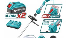 Trimmer electric TOTAL, 40V, 7500 rpm,Li-Ion, include 2 baterii 4Ah, 1 incarcator dublu