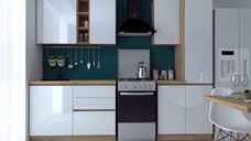 Bucatarie Chelsea  Stejar K003 Alb 200x60x215 cm