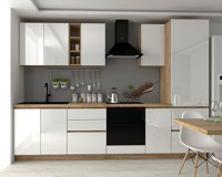 Bucatarie Chelsea  Stejar K003 Alb 300x60x215 cm - 1