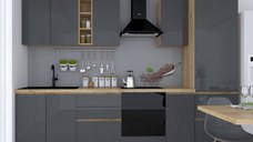 Bucatarie Chelsea  Stejar K003 Antracit 300x60x215 cm