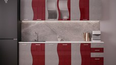 Bucatarie CIP S MDF  Rosu Metalizat 2.6 m