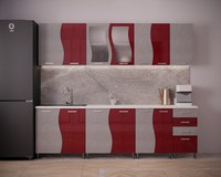 Bucatarie CIP S MDF  Rosu Metalizat 2.6 m - 1