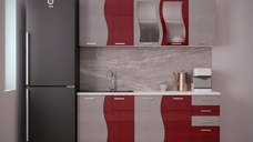 Bucatarie CIP S MDF Rosu Metalizat 2m