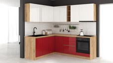 Bucatarie colt Chelsea V1 Alb Rosu