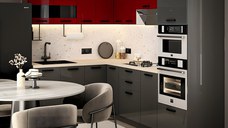 Bucatarie Daria colt V1  Rosu Antracit