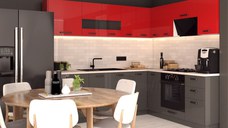 Bucatarie Daria colt V2  Rosu Antracit