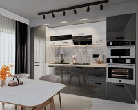 Bucatarie Daria  MDF Alb Antracit 303x60x200 cm - 1