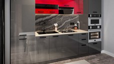 Bucatarie Daria MDF Rosu  Gri Antracit  303x60x200 cm