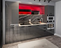 Bucatarie Daria MDF Rosu  Gri Antracit  303x60x200 cm - 1