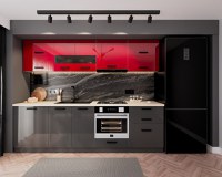 Bucatarie Daria MDF  V1 Rosu Antracit 260x60x200 cm - 1