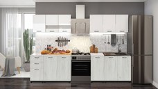 Bucatarie Dusea 2.4m Alb + Stejar K001