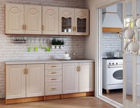 Bucatarie Tiulpan MDF 2.0m Mesteacan cu blat intreg - 1