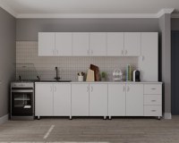 Bucatarie Yustina Alb Argintiu 280x43x189 cm - 1