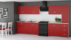 Bucatarie Yustina rosu sidefat, 280x43x189cm