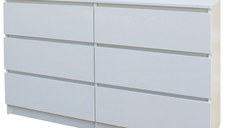 Comoda Aria 6 sertare  Alb 120x40x77 cm