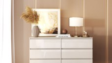 Comoda Aria 8 sertare Alb  120x40x97 cm