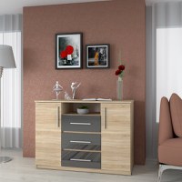 Comoda Maya Sonoma Acril Antracit 120x45x86 cm - 1