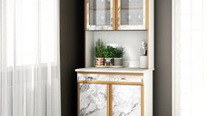 Dulap 90 Pal, Alb+Pietra Bianco 91x33 60x197 cm