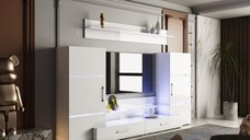 Living Domino MDF Alb Lucios 280x45x140 cm