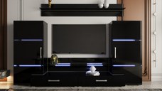 Living Domino MDF Negru Lucios  280x45x140 cm