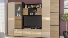 LIVING GLAMUR WENGE+NUC 300x57x198CM