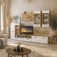 Living Nensi 3 Stejar Auriu Alb 280x47x200 cm - 1