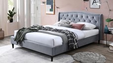 Pat tapitat Chelsea cu cadru din lemn cu somiera fixa Gri 140x200 cm