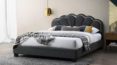 Pat tapitat Comfort 2 cu LED cu cadru din lemn cu somiera fixa Gri 140X200 cm