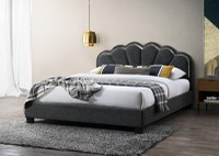 Pat tapitat Comfort 2 cu LED cu cadru din lemn cu somiera fixa Gri 140X200 cm - 1