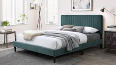 Pat tapitat Emerald cu catifea Verde cadru din lemn cu somiera fixa 160x200 cm