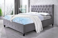 Pat tapitat Miami suport saltea inclus Gri Bej 160x200 cm - 1