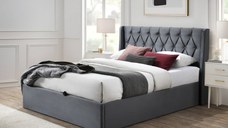 Pat tapitat Prestige 1 cu spatiu de depozitare Gri 180x200 cm