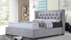 Pat tapitat Roma suport saltea inclus Gri 160x200 cm