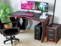 Set Birou PC + Noptiera KL 9.0 Wenge+Rosu - 1