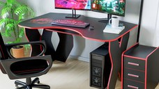 Set Birou PC + Noptiera KL 9.0 Wenge+Rosu