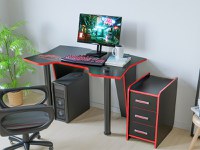 Set Birou PC + Noptiera KL 9.1 Wenge+Rosu - 1