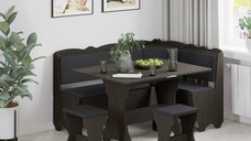 Set coltar Rodos cu masa extensibila si 2 tabureti  Wenge Balaton