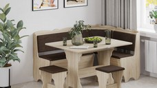 Set coltar Rodos  masa extensibila si 2 tabureti Sonoma Balaton