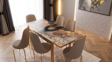 SET MASA 6 SCAUNE ALTIN 2