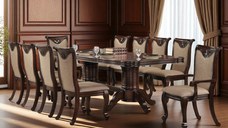 Set masa AC3268T + 10 Scaune, Dark Brown